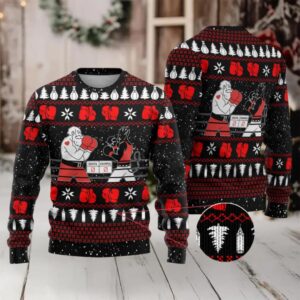 Christmas Boxing Santa And Krampus Ugly Christmas Sweater Xmas Holiday Patterns
