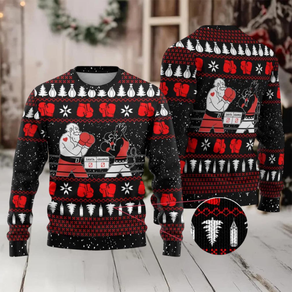 Christmas Boxing Santa And Krampus Ugly Christmas Sweater Xmas Holiday Patterns Christmas Boxing Santa And Krampus Ugly Christmas Sweater Xmas Holiday Patterns