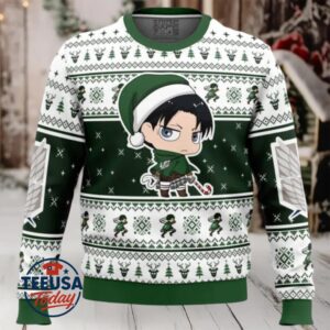 Christmas Chibi Levi Attack on Titan Ugly Christmas Sweater