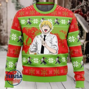 Christmas Denji Chainsaw Man Ugly Christmas Sweater Christmas Denji Chainsaw Man Ugly Christmas Sweater