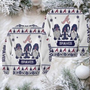 Christmas Gnomes Atlanta Braves Ugly Sweater Christmas 3D Sweater