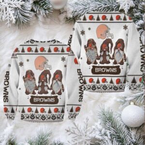 Christmas Gnomes Cleveland Browns Ugly Sweater Christmas 3D Sweater