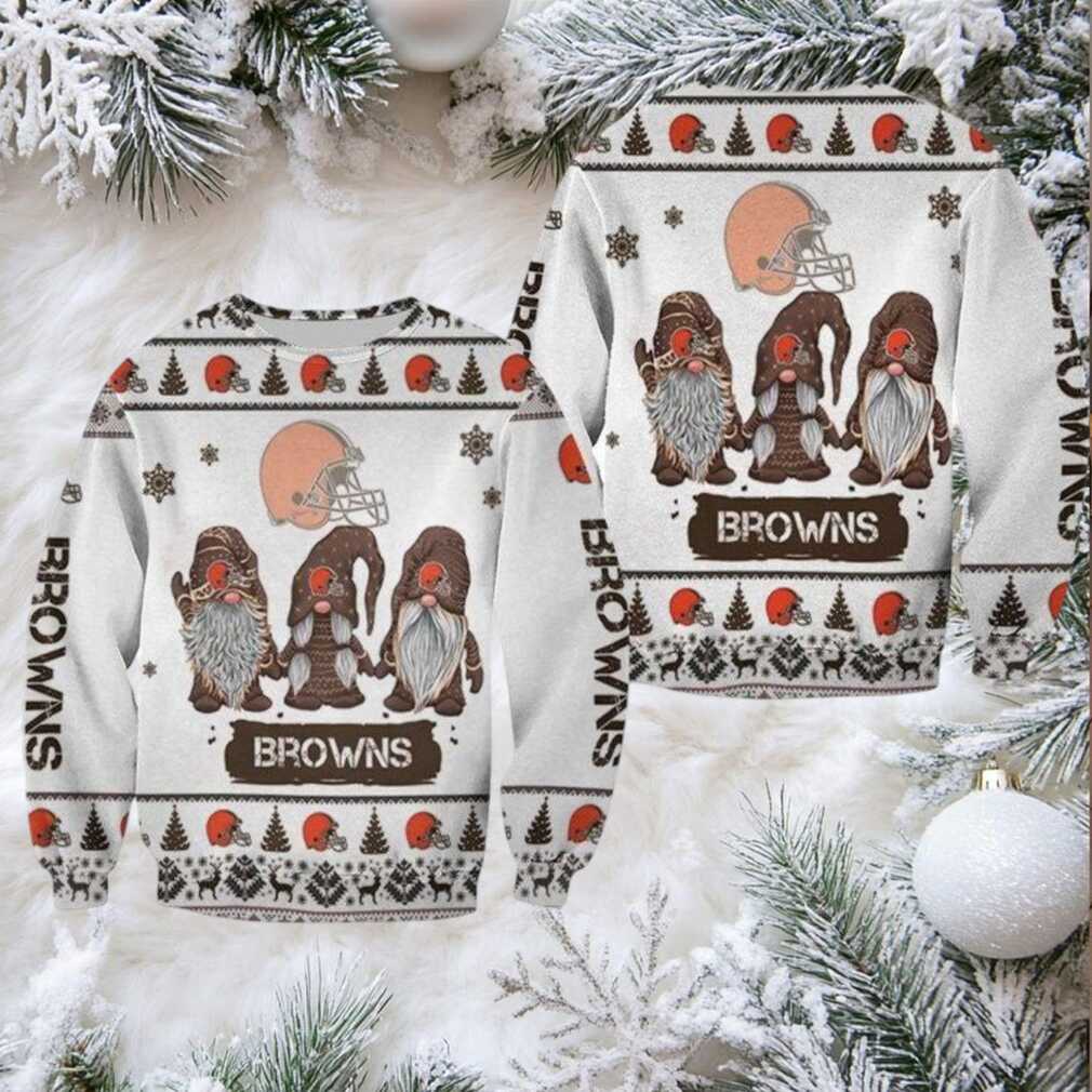 Christmas Gnomes Cleveland Browns Ugly Sweater Christmas 3D Sweater