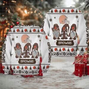 Christmas Gnomes Cleveland Browns Ugly Sweater Christmas 3D Sweater