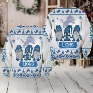 Christmas Gnomes Detroit Lions Ugly Sweater Christmas 3D Sweater