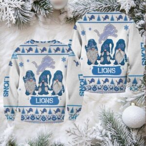 Christmas Gnomes Detroit Lions Ugly Sweater Christmas 3D Sweater