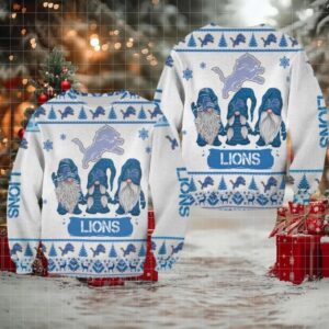 Christmas Gnomes Detroit Lions Ugly Sweater Christmas 3D Sweater