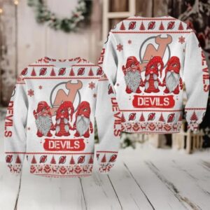 Christmas Gnomes New Jersey Devils Ugly Sweater Christmas 3D Sweater
