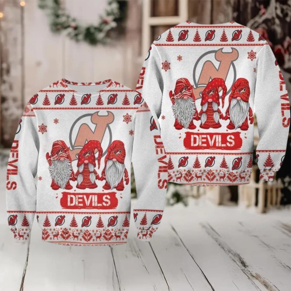Christmas Gnomes New Jersey Devils Ugly Sweater Christmas 3D Sweater