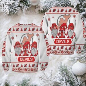 Christmas Gnomes New Jersey Devils Ugly Sweater Christmas 3D Sweater