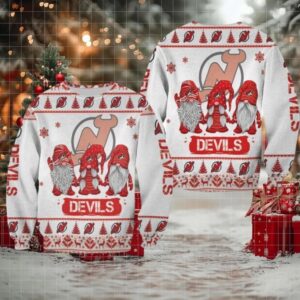 Christmas Gnomes New Jersey Devils Ugly Sweater Christmas 3D Sweater
