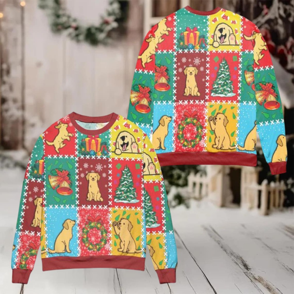 Christmas Holiday With Golden Retriever Ugly Christmas Sweater