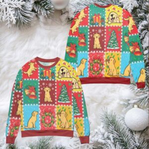 Christmas Holiday With Golden Retriever Ugly Christmas Sweater