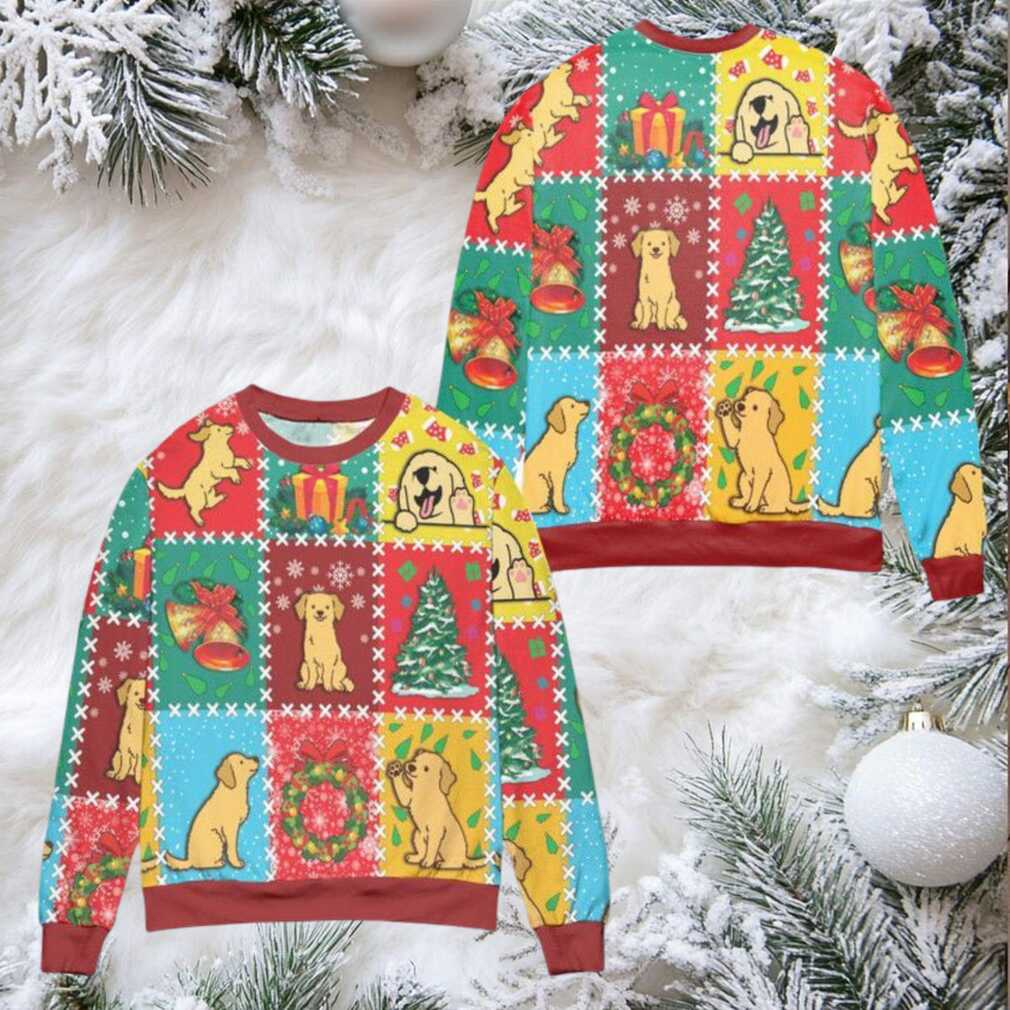 Christmas Holiday With Golden Retriever Ugly Christmas Sweater