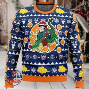 Christmas Kid Goku and Shenron Dragon Ball Z Ugly Christmas Sweater Christmas Kid Goku and Shenron Dragon Ball Z Ugly Christmas Sweater