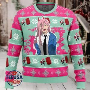Christmas Power Chainsaw Man Ugly Christmas Sweater Christmas Power Chainsaw Man Ugly Christmas Sweater