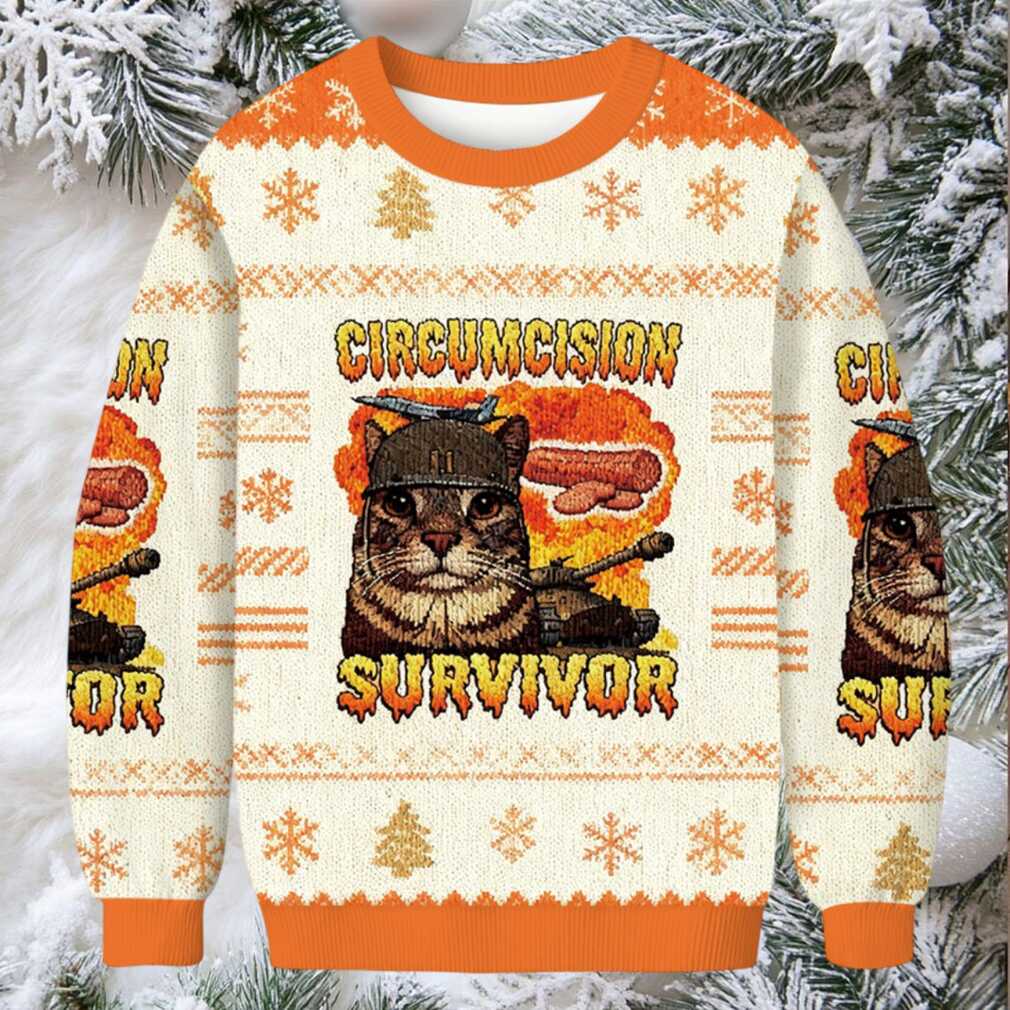 Circumcision Survivor Funny Cat Meme Christmas Ugly Sweatshirt Circumcision Survivor Funny Cat Meme Christmas Ugly Sweatshirt