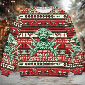 Contra Ugly Christmas Sweater Retro Gamer Holiday Cheer, Pixel Art Design, Alien Boss, Festive Xmas Game Apparel