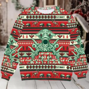Contra Ugly Christmas Sweater Retro Gamer Holiday Cheer, Pixel Art Design, Alien Boss, Festive Xmas Game Apparel