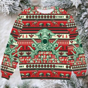 Contra Ugly Christmas Sweater Retro Gamer Holiday Cheer, Pixel Art Design, Alien Boss, Festive Xmas Game Apparel