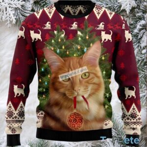 Cool Christmas Cat Ugly Sweater For Holiday Festivities