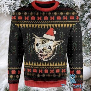 Coughing Cat Womens Ugly Christmas Sweater