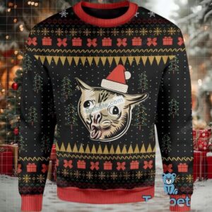 Coughing Cat Womens Ugly Christmas Sweater