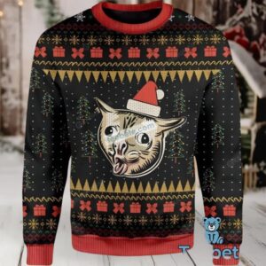 Coughing Cat Womens Ugly Christmas Sweater