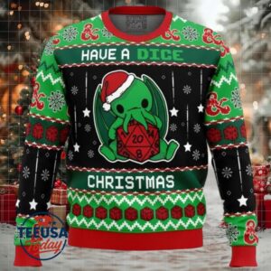 Cthulhu Have A Dice Dungeons & Dragons Ugly Christmas Sweater