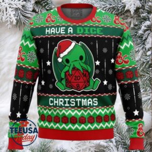 Cthulhu Have A Dice Dungeons & Dragons Ugly Christmas Sweater
