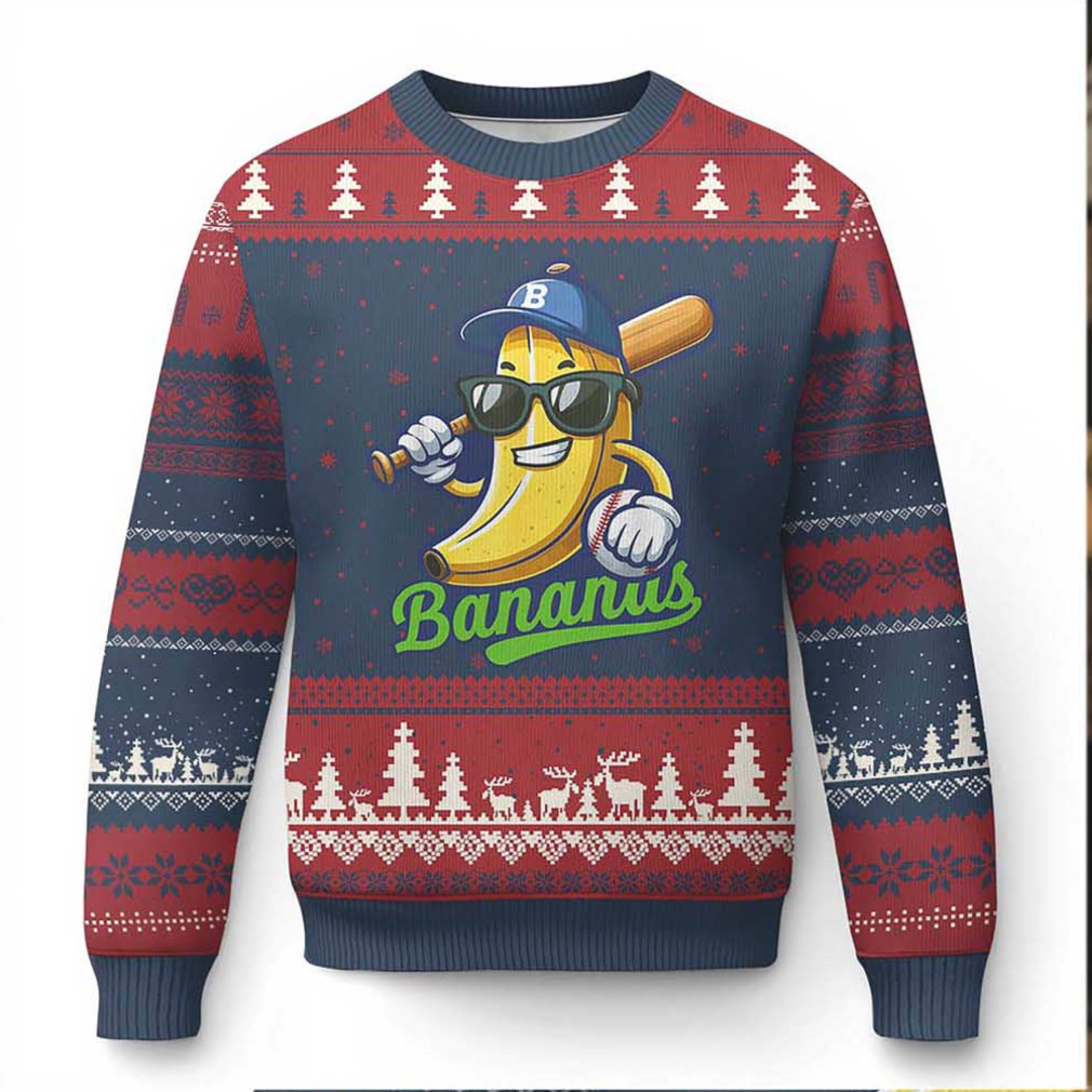 Baseball fan in a Funny Banana Christmas sweater