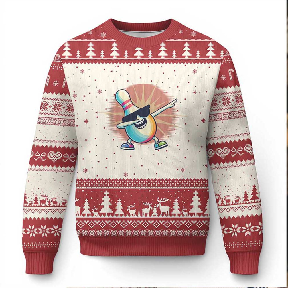 Funny Dabbing Bowling Pin Christmas Sweater for holiday parties