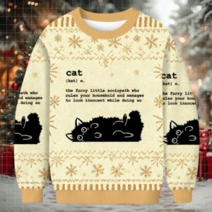 Definition Of Cat Funny Christmas Ugly Sweatshirt