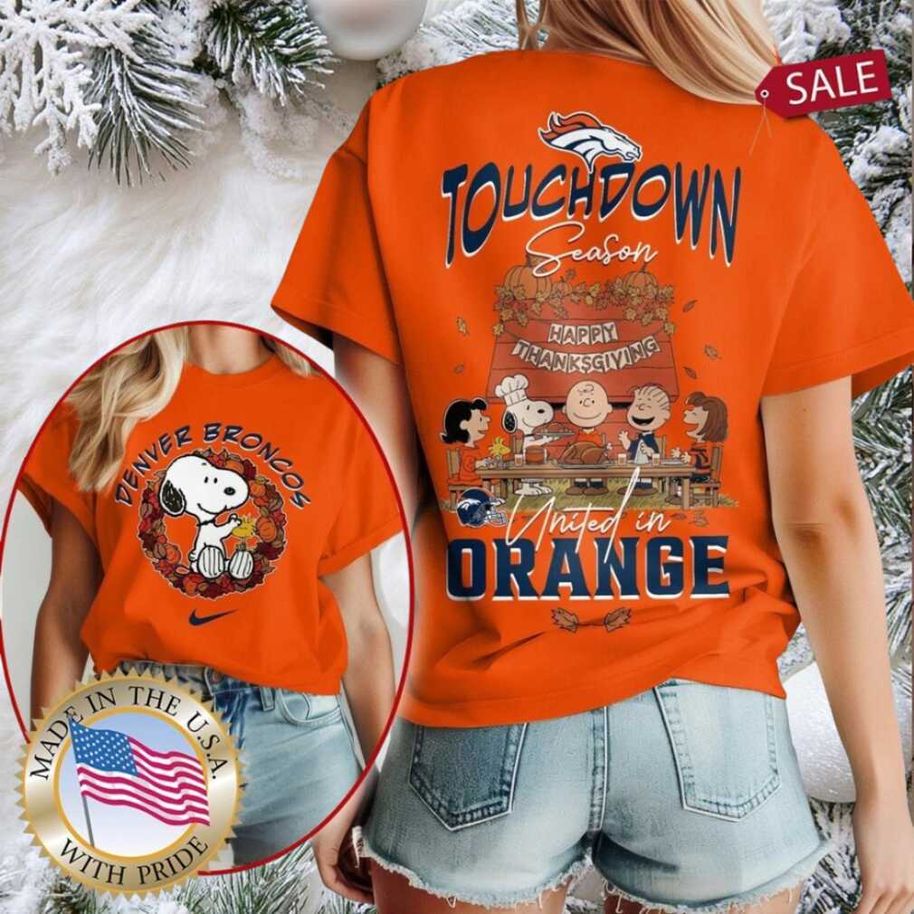Denver Broncos NFL Snoopy Peanuts Touchdown Season Happy Thanksgiving Shirt Back