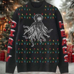 Dirty Heads Holiday Merchandise Octopus With Christmas Lights Black Ugly Christmas Sweater