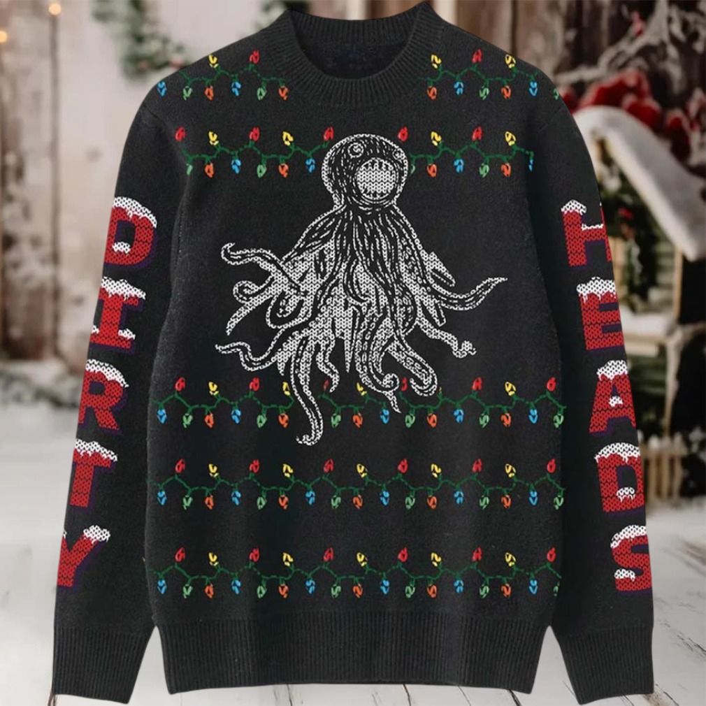 Dirty Heads Holiday Merchandise Octopus With Christmas Lights Black Ugly Christmas Sweater Dirty Heads Holiday Merchandise Octopus With Christmas Lights Black Ugly Christmas Sweater