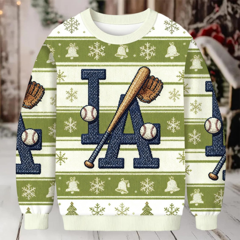 Dodgers LA Baseball Christmas Ugly Sweatshirt lifestyle shot