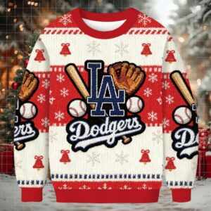 Dodgers LA Red Christmas Ugly Sweatshirt