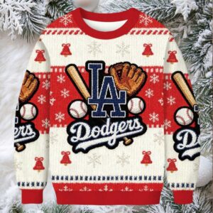 Dodgers LA Red Christmas Ugly Sweatshirt