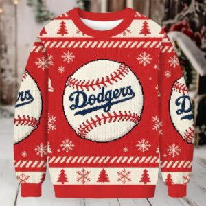 Dodgers Red Christmas Ugly Sweatshirt