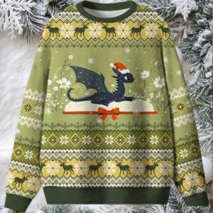 Dragon Read Book Ugly Christmas Sweater