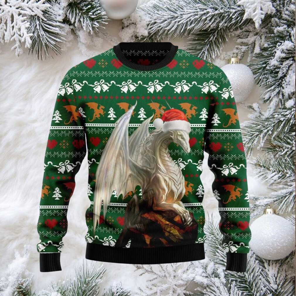 Dragon Ugly Christmas Sweater Festive Fantasy Holiday Jumper with Santa Hat Design Unique Christmas Gift for Dragon Lovers Dragon Ugly Christmas Sweater Festive Fantasy Holiday Jumper with Santa Hat Design Unique Christmas Gift for Dragon Lovers
