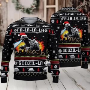 Fa la la la la Godzilla Christmas sweater