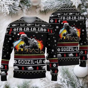 Fa la la la la Godzilla Christmas sweater