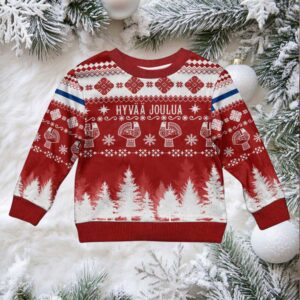 Finland Christmas Hannunvaakuna Tattoo Kid Ugly Christmas Sweater Hyvaa Joulua Re