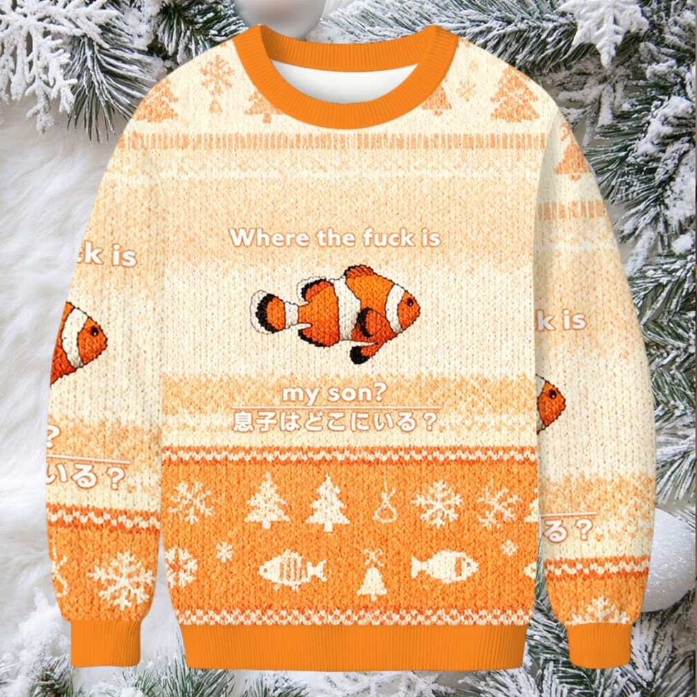 Fish Looking For Son Christmas Ugly Sweatshirt Fish Looking For Son Christmas Ugly Sweatshirt