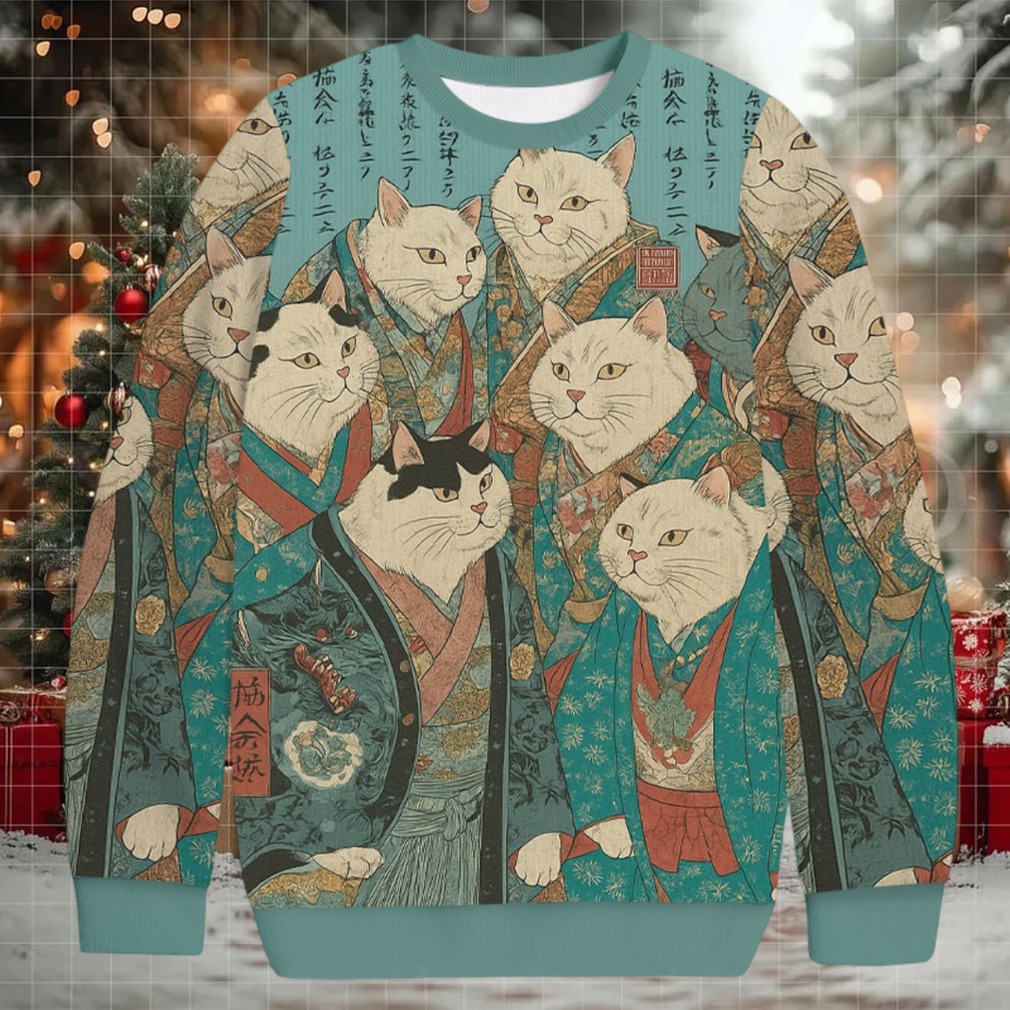 Formal Ukiyo e Cat Nobles Christmas Ugly Sweatshirt