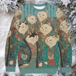 Formal Ukiyo e Cat Nobles Christmas Ugly Sweatshirt