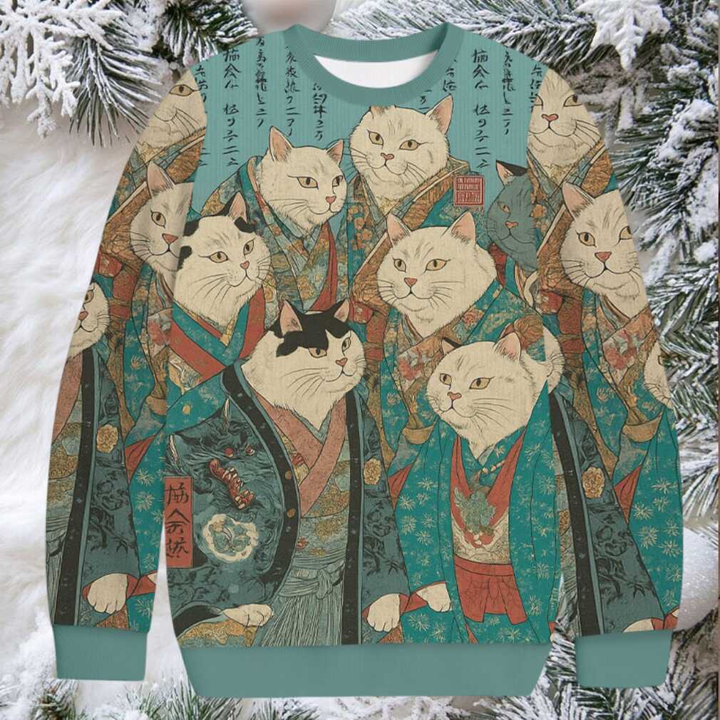 Formal Ukiyo e Cat Nobles Christmas Ugly Sweatshirt Formal Ukiyo e Cat Nobles Christmas Ugly Sweatshirt
