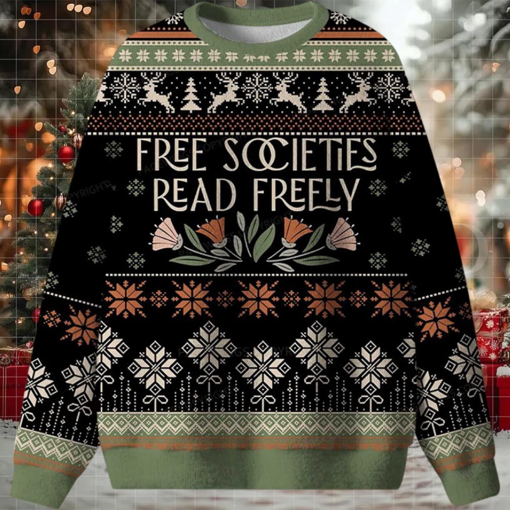 Free Societies Read Freely Ugly Christmas Sweater Free Societies Read Freely Ugly Christmas Sweater